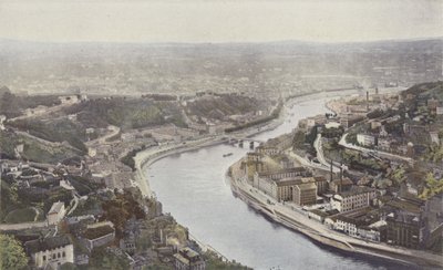 Fourviere tepelerinden görülen Lyon, La Saone ve Pont Serin by French Photographer