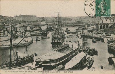 Brest, Fransa'daki askeri liman. 1913 yılında gönderilen kartpostal. by French Photographer