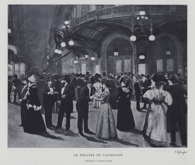 Aralık sırasında Theater du Vaudeville, Paris dışında (s/b fotoğraf) by French Photographer