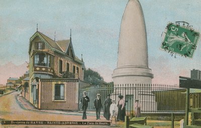 Le Havre yakınlarındaki Sainte-Adresse'de Pain de sucre (şeker somunu anıtı). Charles Lefebvre-Desnouettes'in anısına inşa edilen Mozole. 1913 yılında gönderilen kartpostal. by French Photographer
