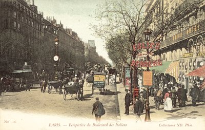 Paris, Boulevard des Italiens (renkli fotoğraf) by French Photographer