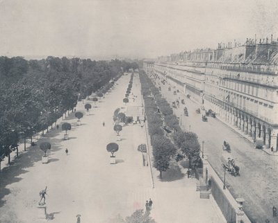 Paris: Rue de Rivoli ve Tuileries Bahçesi Terası (s/b fotoğraf) by French Photographer
