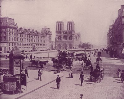 Paris: Pont St Michel ve Notre Dame (s/b fotoğraf) by French Photographer