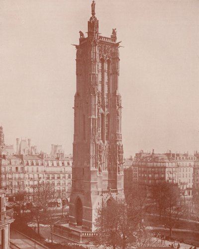 Paris: Saint Jacques Turu, St James (s/b fotoğraf) by French Photographer