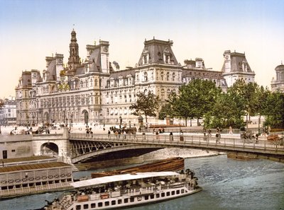 Pont dArcole ve Hôtel de Ville, Paris, pub. yaklaşık 1900 by French Photographer
