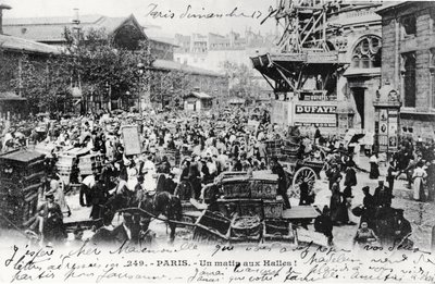 Les Halles, Paris, 1914 öncesi kartpostal by French Photographer
