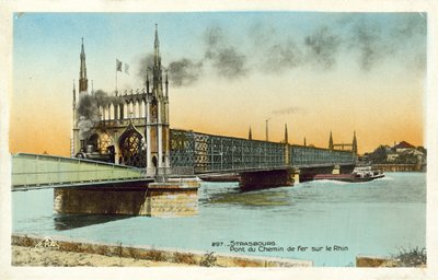 Ren Nehri üzerindeki demiryolu köprüsü, Strazburg (renkli fotoğraf) by French Photographer