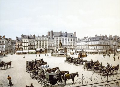 Jeanne dArc heykeli, Place du Martroi, Orléans, pub. yaklaşık 1900 by French Photographer