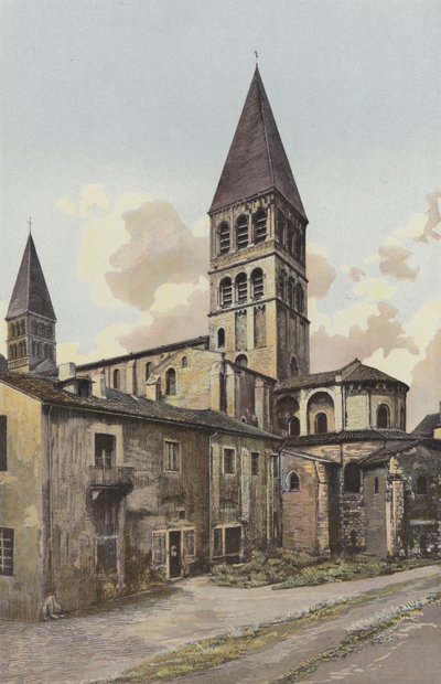 Tournus, Kilise, çan kulesi ve apsis by French Photographer