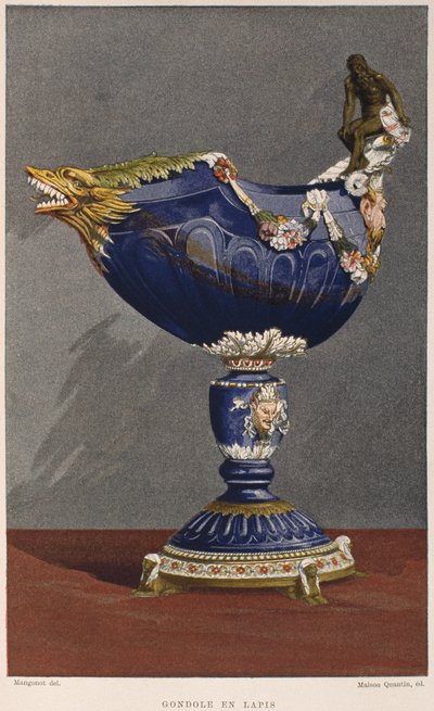 Emaye ve gümüş yaldızla monte edilmiş lapis lazuli kakma 16. yüzyıl gondol şekilli fincan, Henry Havard