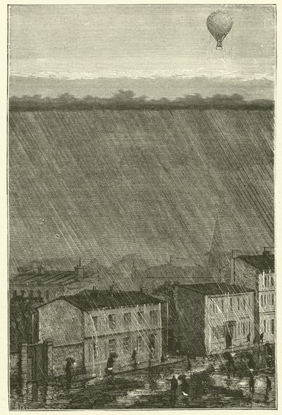 Yağmurun üzerinde bir Balon (gravür) by French School