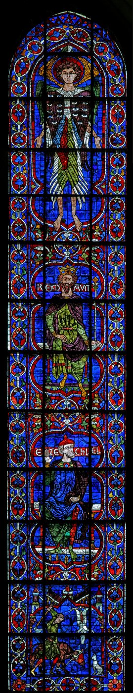 Bir Cherubim, David, Ezekiel ve bağışçı kasaplar (w103) by French School