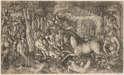 Bir Tek Boynuzlu At Tarafından Takip Edilen Kral, c.1547 by French School