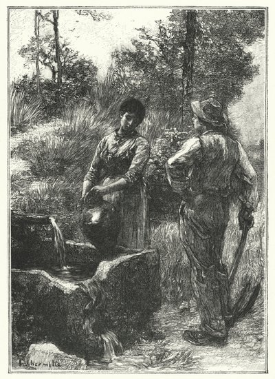A La Fontaine (gravür) by French School