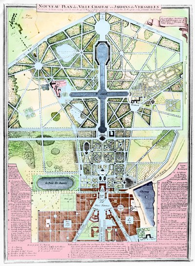 Versailles Kasabası, Şatosu ve Bahçelerinin Yeni Bir Planı, 1714 by French School