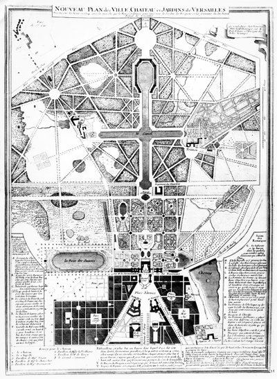 Versailles Kasabası, Şatosu ve Bahçelerinin Yeni Bir Planı, 1714 by French School