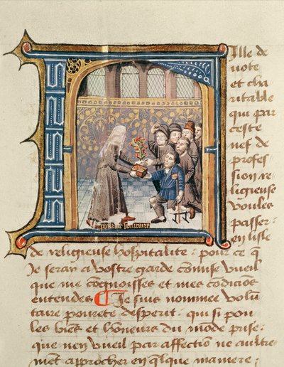 Hastalardan Hediye Alan Bir Kız Kardeş, Le Livre de Vie Active de lHotel Dieu de Paris, Jean Henry, c.1482 by French School