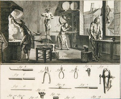 Bir boynuz yapımcısı atölyesi ve araçları, Denis Diderot