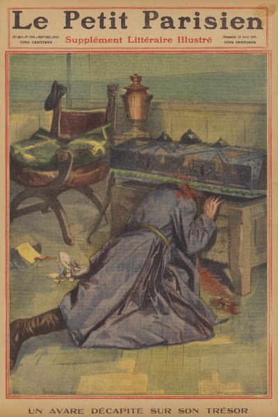 Hazinesi tarafından başı kesilen bir cimri (renkli taş) by French School