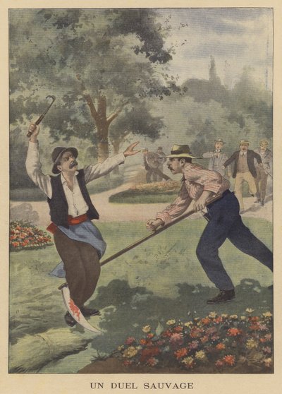 Vahşi bir düello (renkli taş baskı) by French School
