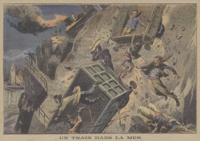 Denize düşen bir tren (renkli taş) by French School