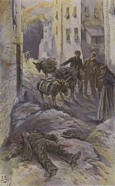 Korsikalı haydutların kurbanı (renkli taş) by French School