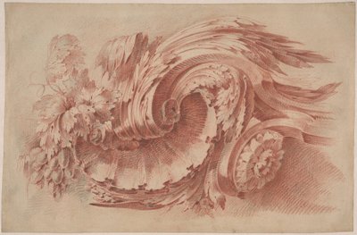 Akantus Süsleme, c.1760 (kağıt üzerine kırmızı tebeşir) by French School