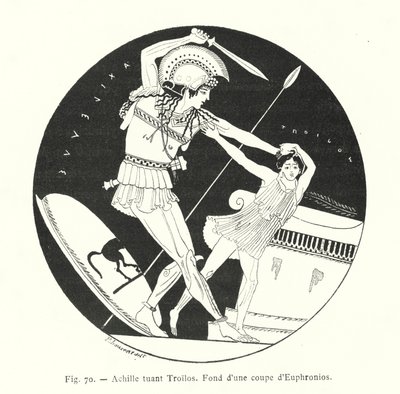 Troilus'u öldüren Aşil (lito) by French School