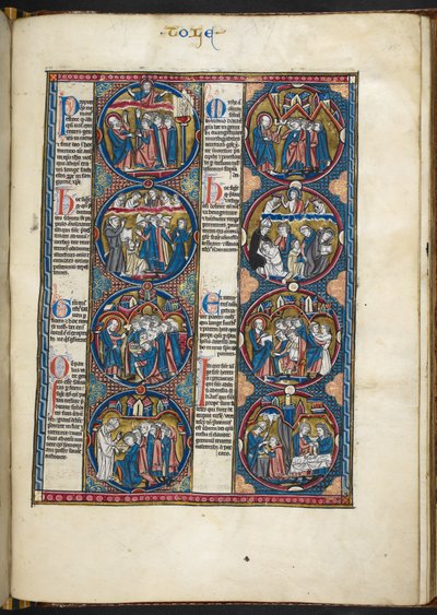 MS Harley 1527, f.105r, İncil ahlakından (parşömen) minyatürleri ekleyin by French School