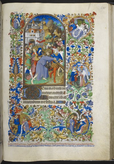 Ms 18850 f.235r, Hours of the Passion [Sext], Haçı taşıyan İsa, Book of Hours (Bedford Hours) c.1410-30 (parşömen üzerine mürekkep, renk ve altın) ekleyin by French School