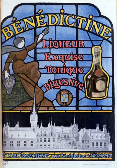 Benedictine likörü için reklam, yirminci yüzyılın başlarında by French School