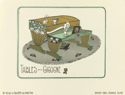 "Tables - Gigogne" için reklam, pub.1920 (şablon baskı) by French School