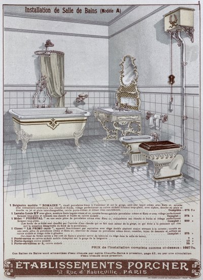 Etablissements Porcner tarafından üretilen banyolar için reklam, 1899 by French School