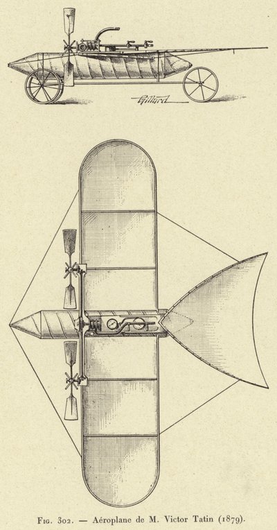 Airplane de M Victor Tatin (1879) (gravür) by French School