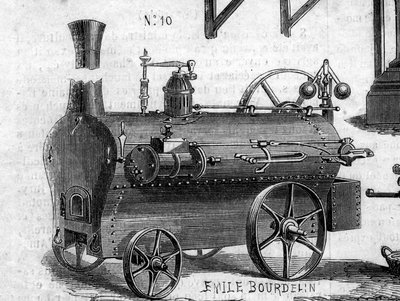 Tarım makinesi: 1860 yılında Paris tarım yarışmasında sunulan bir lokomotif. 7 Temmuz 1860 tarihli “” Le Monde Illustré” n°169