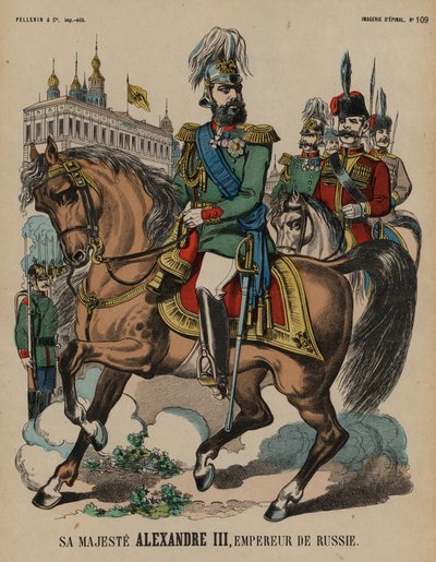 Alexander III, Rusya Çarı (renkli gravür) by French School