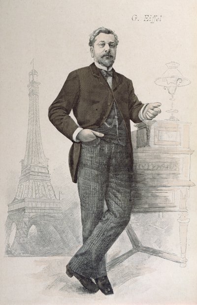 Alexandre Gustave Eiffel, masasının yanında Tour Eiffel