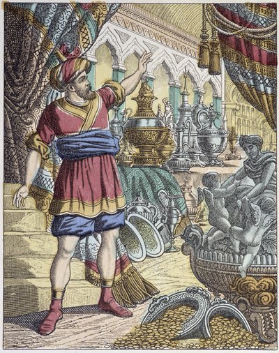 Ali-Baba (Ali Baba) bir hazine odasında. Binbir gece masalları. - Epinal, Pellerin