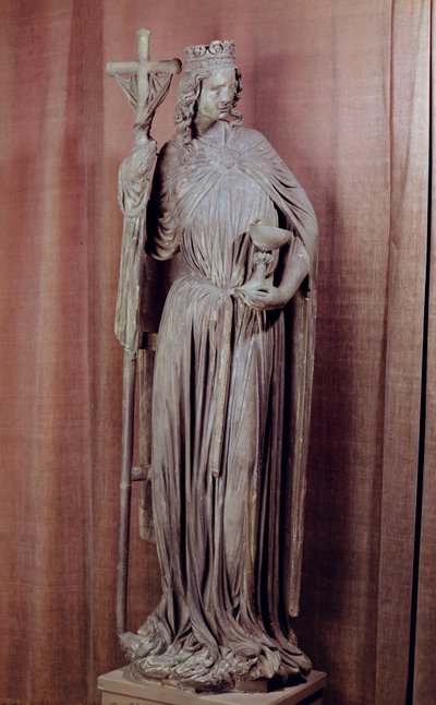 Bir kadeh ve labarum tutan kilisenin alegorik figürü, yaklaşık 1230 (detay) by French School