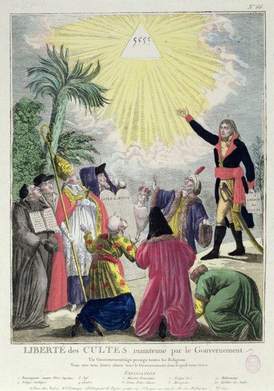 Napolyon Bonapart (1769-1821) ve Papa Pius VII (1742-1823) 1801 arasındaki Konkordato Alegorisi (ayrıca bkz. 175951) by French School