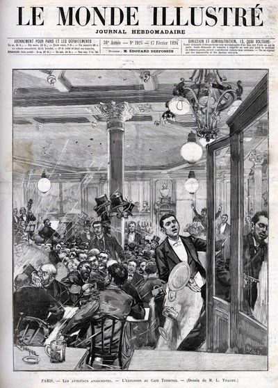 Şubat 1894'te Paris'te anarşist saldırılar. Terminus Cafe'deki patlama. 17 Şubat “Resimli Dünya” by French School