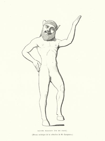 Dans eden bir satirin antik Yunan bronz figürü (gravür) by French School