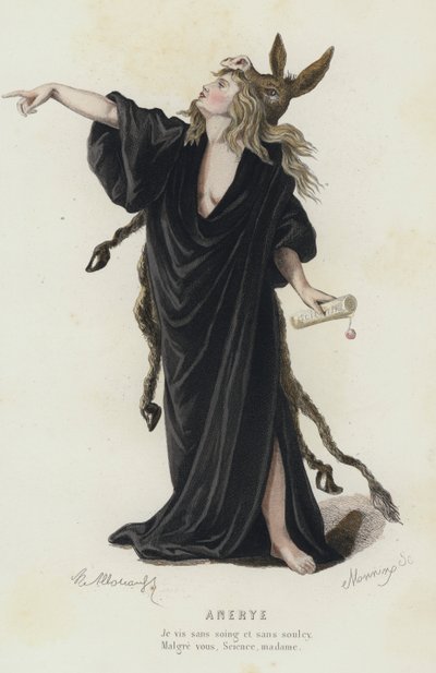 Anerye (renkli gravür) by French School