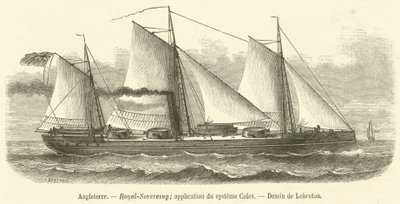 Angleterre, Royal-Sovereign, application du systeme Coles (gravür) by French School