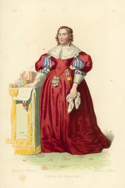 Avusturyalı Anne (renkli gravür) by French School
