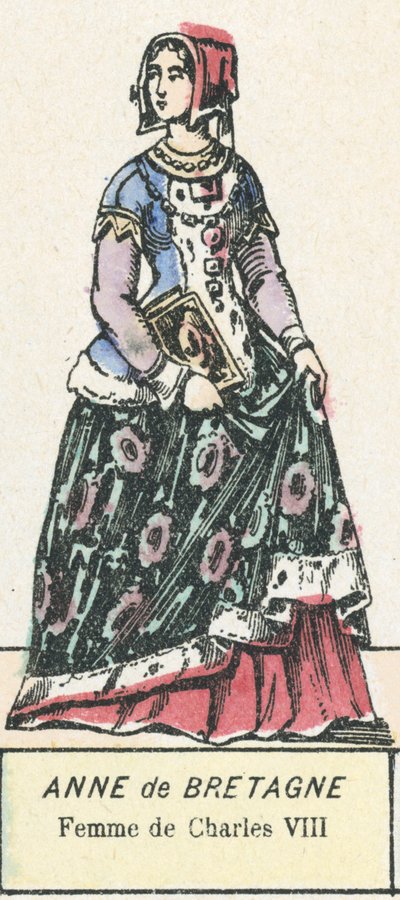 Brittany'li Anne, Charles VIII'in Karısı (renkli gravür) by French School