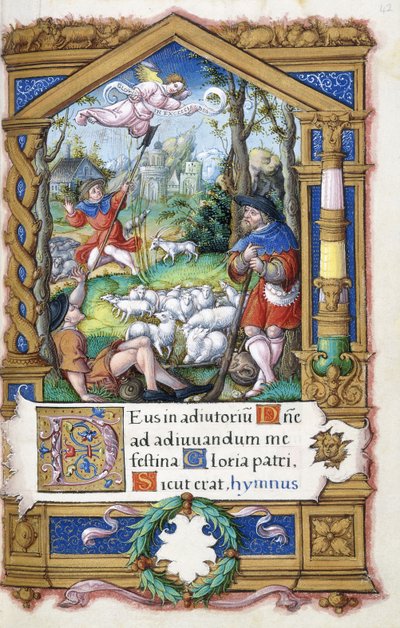 François I için hazırlanmış bir Saatler Kitabından Çobanlara Müjde, c.1532-1540 by French School
