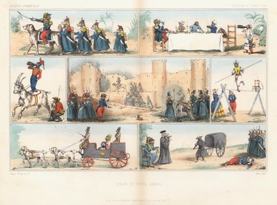 Antropomorfik köpekler ve maymunlar (renkli gravür) by French School