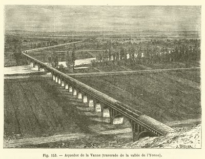 Yonne vadisini geçen Vanne su kemeri (gravür) by French School