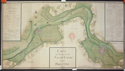 Sas van Gent ve Filipin çevresi, Hollanda, 1747 (kağıt üzerinde kalem, mürekkep ve wc) by French School